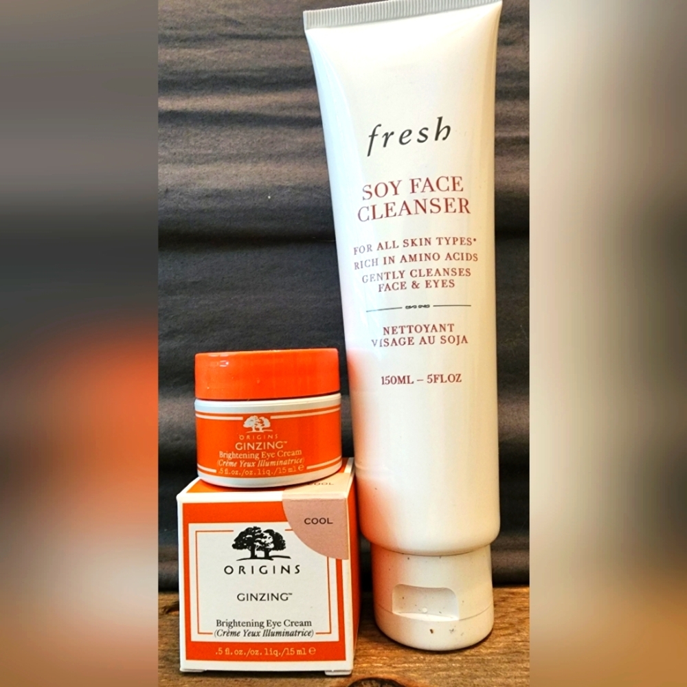 Fresh Soy Face Cleanser and Origins GinZing Brightening Eye Cream In Cool